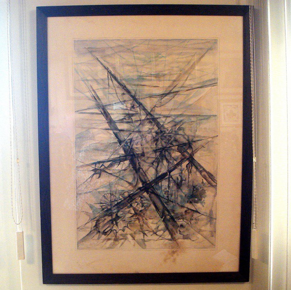 Quadro PEDRO LEITÃO  (1921 - 2008) - Aquarela - Título" IEMANJÀ" - medidas: 80 x 60  - emold