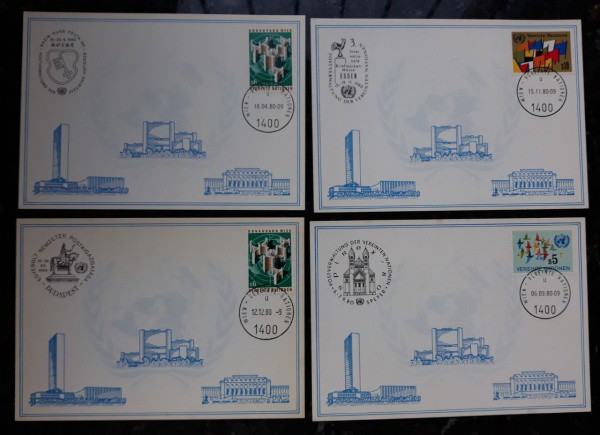 4 CARTÕES DA UNICEF - 1980 - DIFERENTES