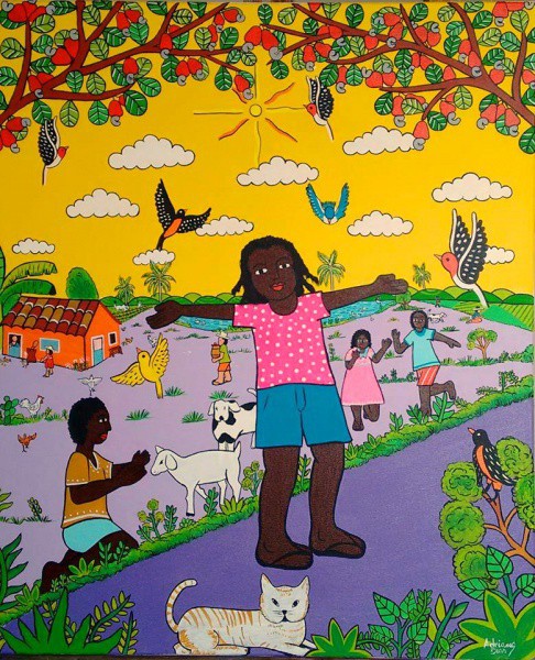 ADRIANO DIAS. MENINAS BRINCANDO. 50X60.