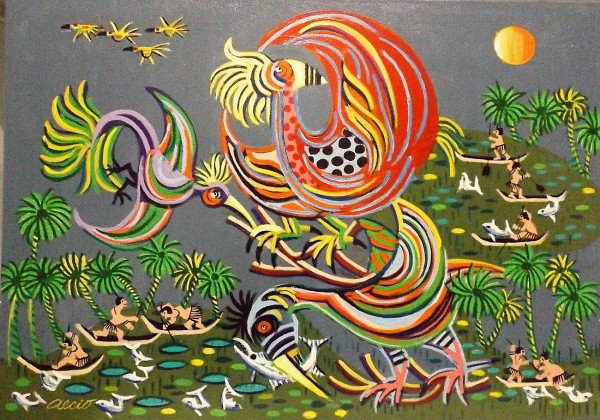 AECIO. ASS. O.S.T. PÁSSAROS DO PANTANAL. 50x40.