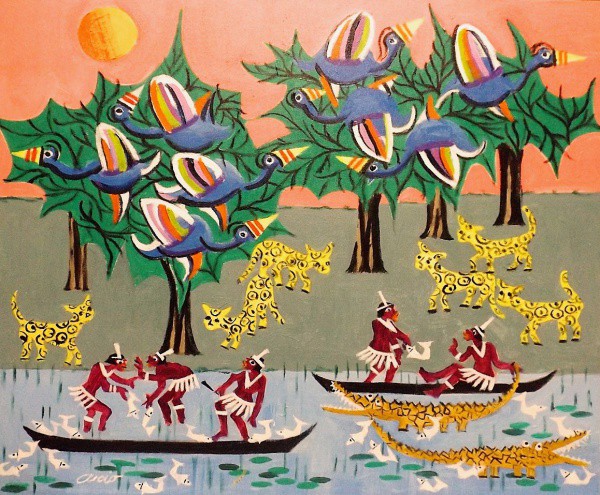 AECIO. ASS. O.S.T. PÁSSAROS E ÍNDIOS DA AMAZÔNIA. 50x40.