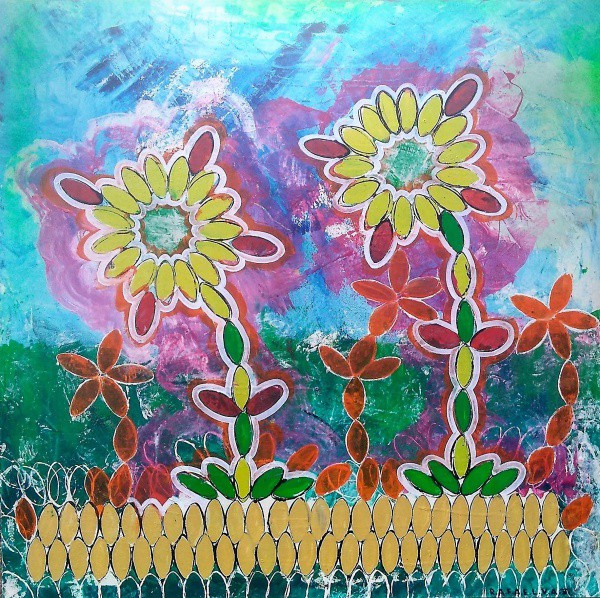 Rafael Vaz. Ass/ frente e verso. Jardim secreto 3. 90 x 90.