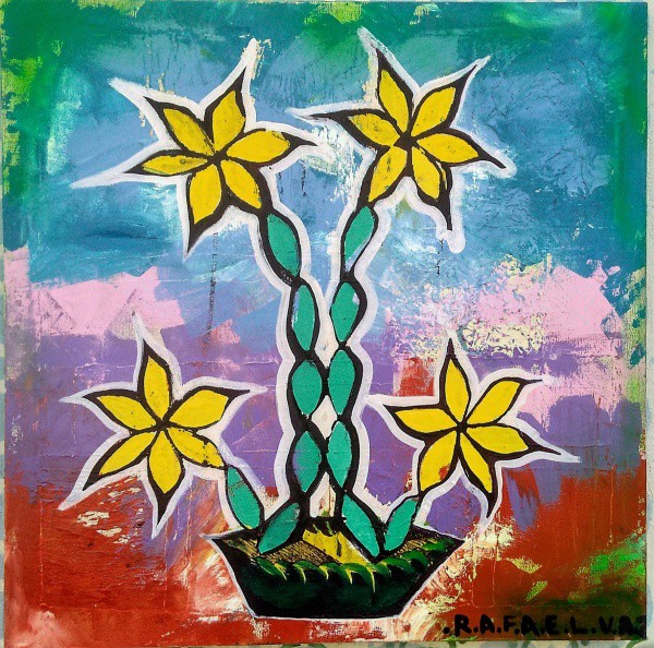 Rafael Vaz. A.c.i.d. e no verso. Jardim secreto 3. A.S.T. 60 X 60 X 3.5.