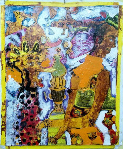 Luis Abreux. Ass. 2016. Austin, Texas. USA. Artista catalogado. Nubes. Mista sobre tela. Óleo, Marca
