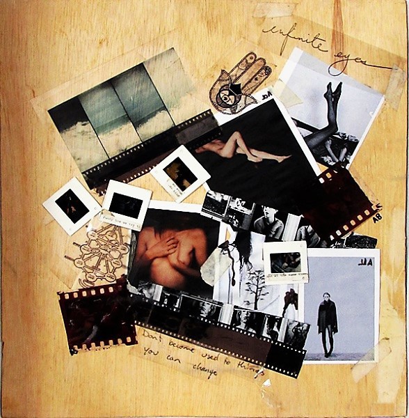 Vanessa Diskin - fotografa. Colagem de fotografias e filmes antigos sobre eucatex - 50 X 47 cm - ass