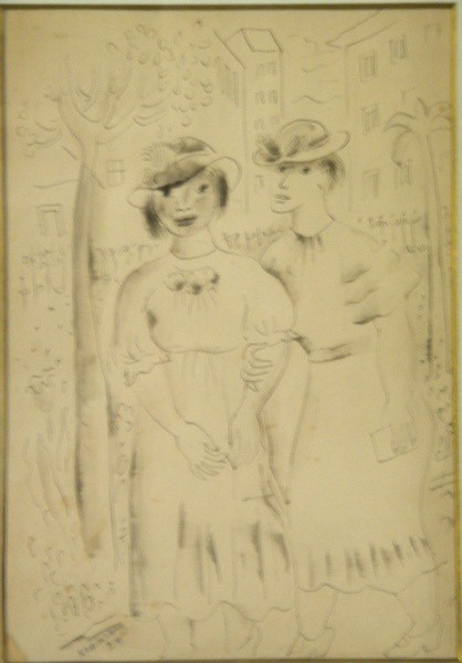 Noêmia Mourão. Bragança Paulista, 1912  São Paulo, 1992. Duas Mulheres. Nanquim aquarelado. Assin