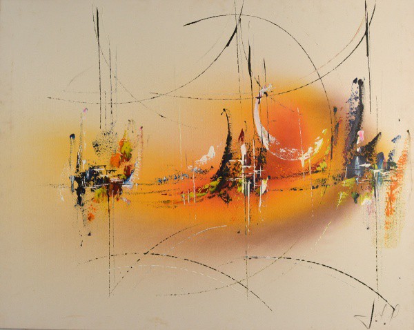 Assinatura não decifrada. Abstrato. OST. 80 x 100 cm.