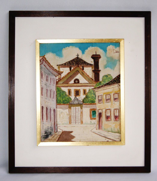 Óleo sobre tela, assinatura não identificada. Medida da tela 22x18cm, com moldura 34x30cm.