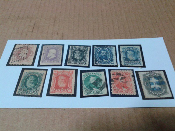 BRASIL - SELOS ANTIGOS COM IMAGENS DE D. PEDRO CARIMBADOS E UM MINT -  ESCASSOS.
