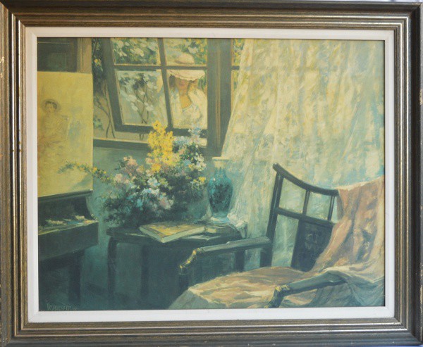 Reprodução de pintura Européia, elegantemente emoldurada. Medida total 75x92cm