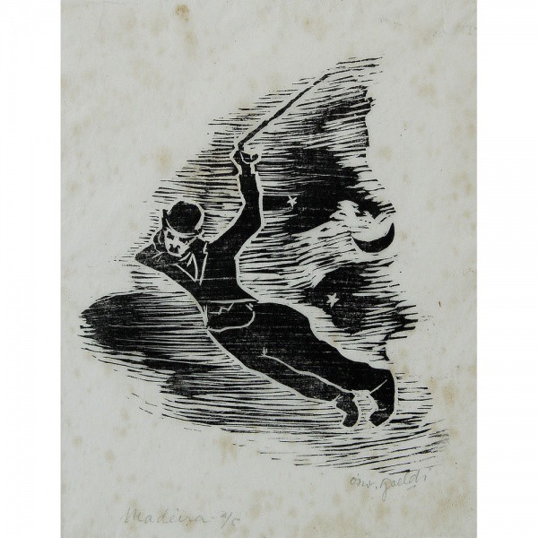 Osvaldo Goeldi. Rio de Janeiro, 1895-1961. Charles Chaplin. Madeira 3/5. Assinado. Rara. Mi 17 x