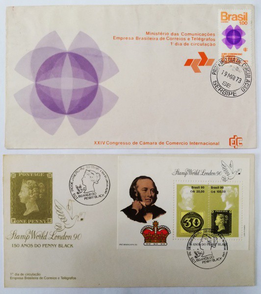 BRASIL - 2 ENVELOPES DE 1º DIA DE CIRCULAÇÃO.