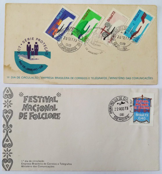 BRASIL - 2 ENVELOPES DE 1º DIA DE CIRCULAÇÃO.