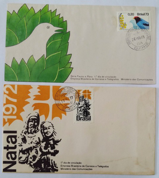 BRASIL - 2 ENVELOPES DE 1º DIA DE CIRCULAÇÃO.