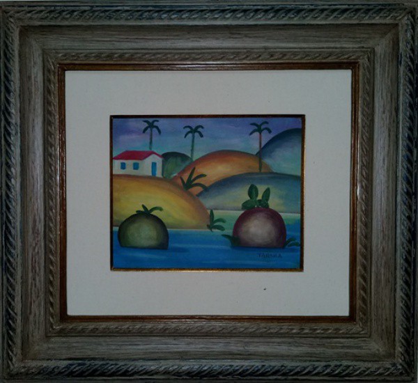 Tarsila do Amaral, Marinha - Óleo sobre Cartão  - Med. 20 x 30 cm
