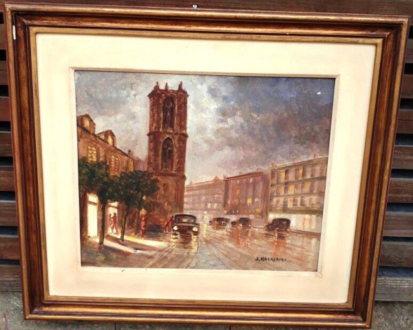 S. KARASAVAS -  QUADRO ÓLEO SOBRE TELA, PARIS. MEDINDO  A TELA 37 X 47 E A MOLDURA 58 X 66,5 CM
