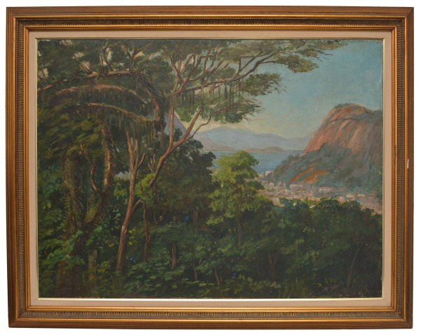 Autoria não identificada. Paisagem do Rio de Janeiro . ost. 100 x 74 cm.
