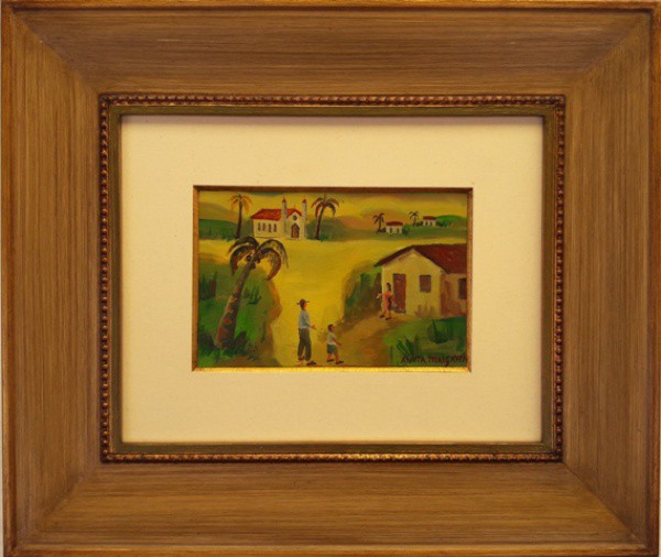 Anita Malfatti, festa no interior, óleo sobre cartão colando em placa, 16 X 19 cm, assinado no canto