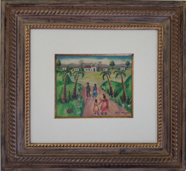 Anita Malfatti, festa no interior, óleo sobre cartão colando em placa, 15 X 23 cm, assinado no canto