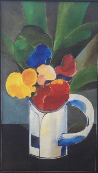Aldemir Martins vaso de flor, Gicle, 64 X 36 cm