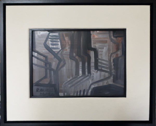 Burle Marx, formas, óleo sobre placa, 18 X 26 cm, assinado no canto inferior esquerdo, obra com Cert