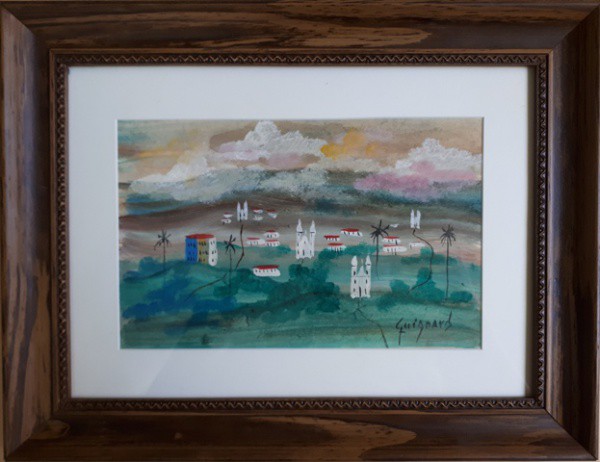 Guignard, paisagem, 15 X 22 cm, assinado no canto inferior direito, Obra com Certificado