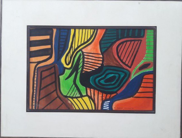 Burle Marx, formas, acrílico sobre cartão,  35 X 52 cm, assinado no canto inferior direito