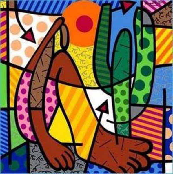 ROMERO BRITTO, Abaporu, releitura da famosa obra de Tarsila do Amaral ,gravura  Obra emoldurara medi