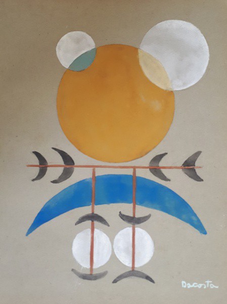 Dacosta  lunar, técnica mista sobre papel, 24 X 15 cm, assinado no canto inferior direito, Obra com