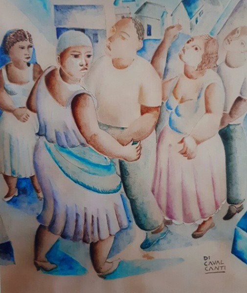 Di Cavalcanti, figuras Aquarela, 38 X 29 cm, assinado no canto inferior direito Obra com Certificado