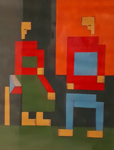 Dionísio Del Santo, geométrico, técnica mista sobre papel, 40 x 50 cm