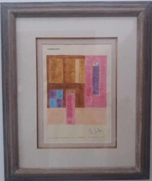 Volpi, Vitral, Tempera sobre Cartão timbrado, 29 X 21 cm, assinado no canto Inferior direito. Obra c