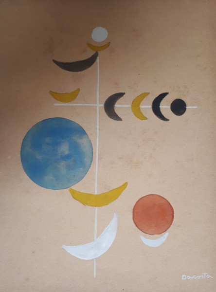 Dacosta  lunar, técnica mista sobre papel, 24 X 15 cm, assinado no canto inferior direito, Obra com
