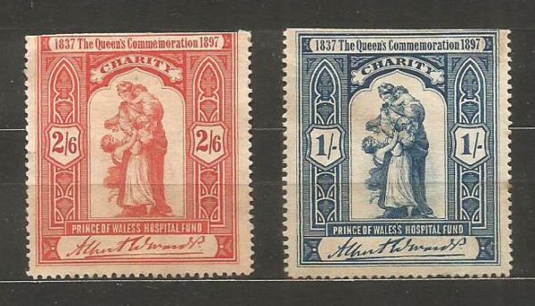 Filatelia :  Selos Clássicos Grã-Bretanha 1897 - Rainha Victoria Diamond Jubilee Hospital Caridade .