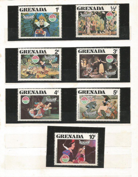 Filatelia : Serie de Selos  Walt Disney , Branca de Neve -  Grenada  , 1980. MINTS