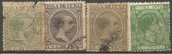 Selos Clássicos Cuba Espanhola 1881 a 1899. Excelente estado de conservação.