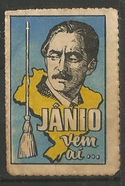 Cinderela Politica de Jânio Quadros, azul "JÂNIO VEM AÍ....". Excelente estado.