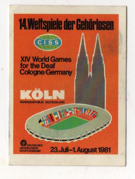 Filatelia: Cinderela Alemã. KÖLN. XIV World Games for the deaf Cologne (Jogos Mundias para Surdos).
