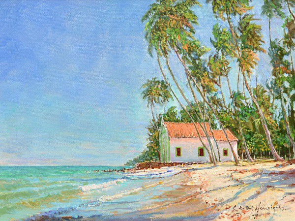 Cesar Henriques. Praia dos Carneiros. Pernambuco. OST. 30 x 40 cm. Moldurado.