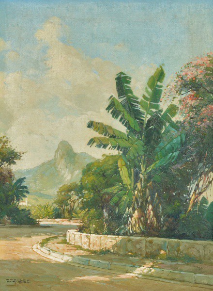 Rodolfo Weigel. ?, 1907  Austria, 1987. Paisagem do Rio de Janeiro com Morro do Corcovado ao Fundo