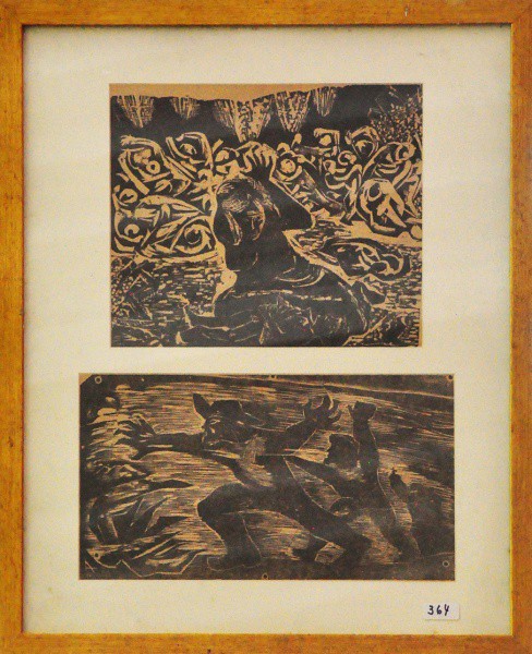 LÍVIO ABRAMO - par de xilogravuras ( Retirantes ) med: 34 x 45 cm.