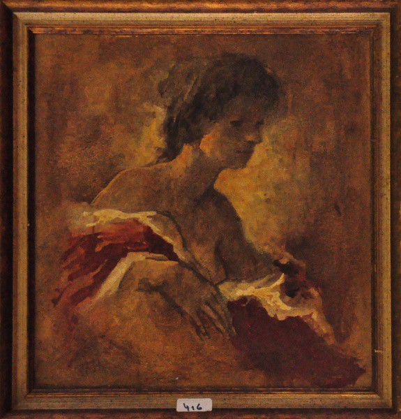 SIGLADO ILEGÍVEL - osc ( Dama em retrato ) med: 27,5 x 26 cm.