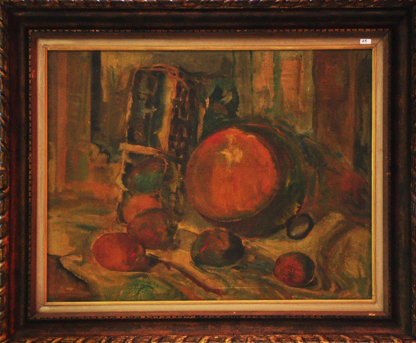 ASSINATURA ILEGÍVEL - ost ( Natureza morta ) med: 65 x 81 cm. C/ moldura.