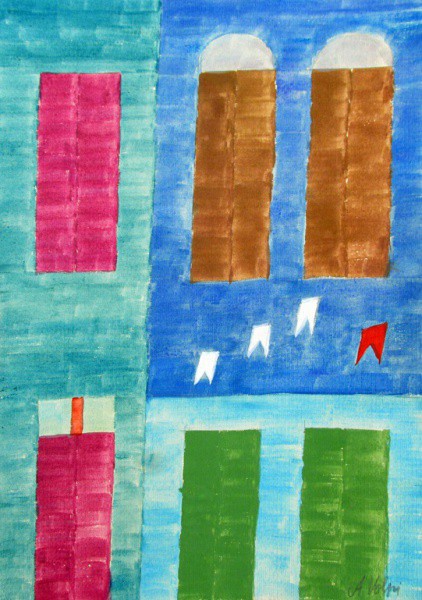 ALFREDO VOLPI - têmpera sobre cartão, raríssima obra da década de 70, ( fachada  ) med: 28 x 20,6 cm