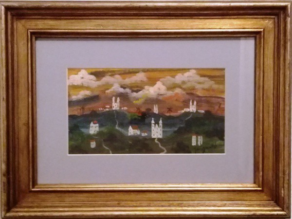 GUIGNARD, PAISAGEM, ÓLEO SOBRE CARTÃO, 12 X 22 cm.