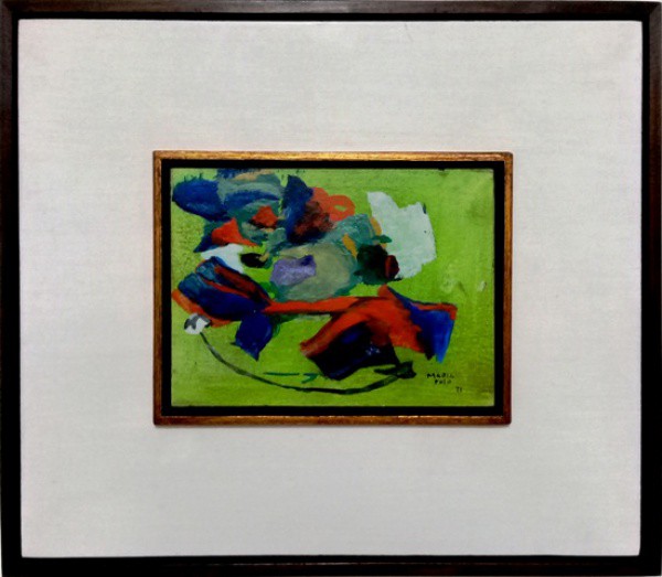 M. POLO,  1971, ÓLEO SOBRE CARTÃO. 15 X 20 cm.