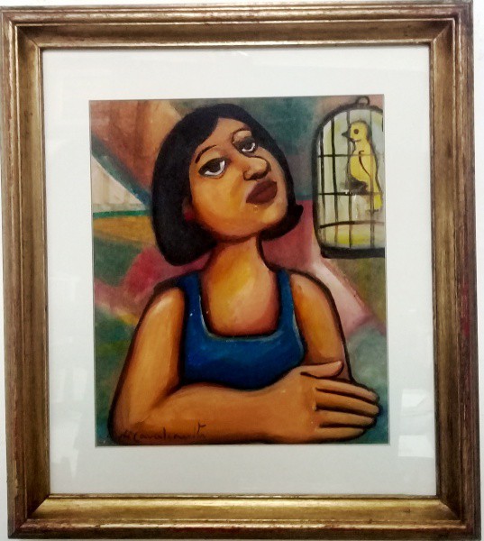 DI. CAVALCANTE, MULATA, ÓLEO SOBRE CARTÃO, SOBRE PLACA. 34 X 28 cm.