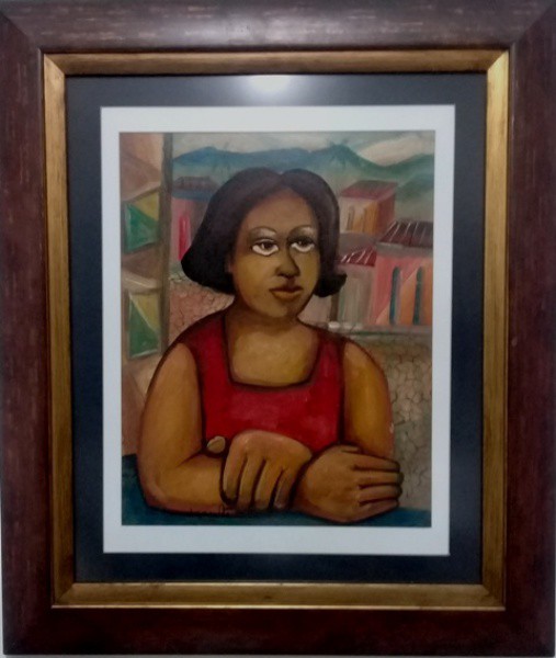 DI. CAVALCANTE, MULATA, ÓLEO SOBRE CARTÃO, SOBRE PLACA. 42 cm.