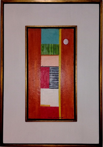 IONI  SALDANHA,  ÓLEO SOBRE CARTÃO. 33 X 17 cm.