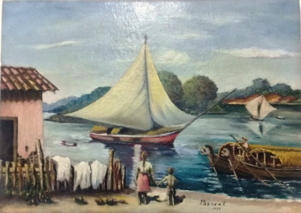PASCOAL, ÓLEO SOBRE TELA, RESTAURADO E REENTELADO. 33 X 46 cm.